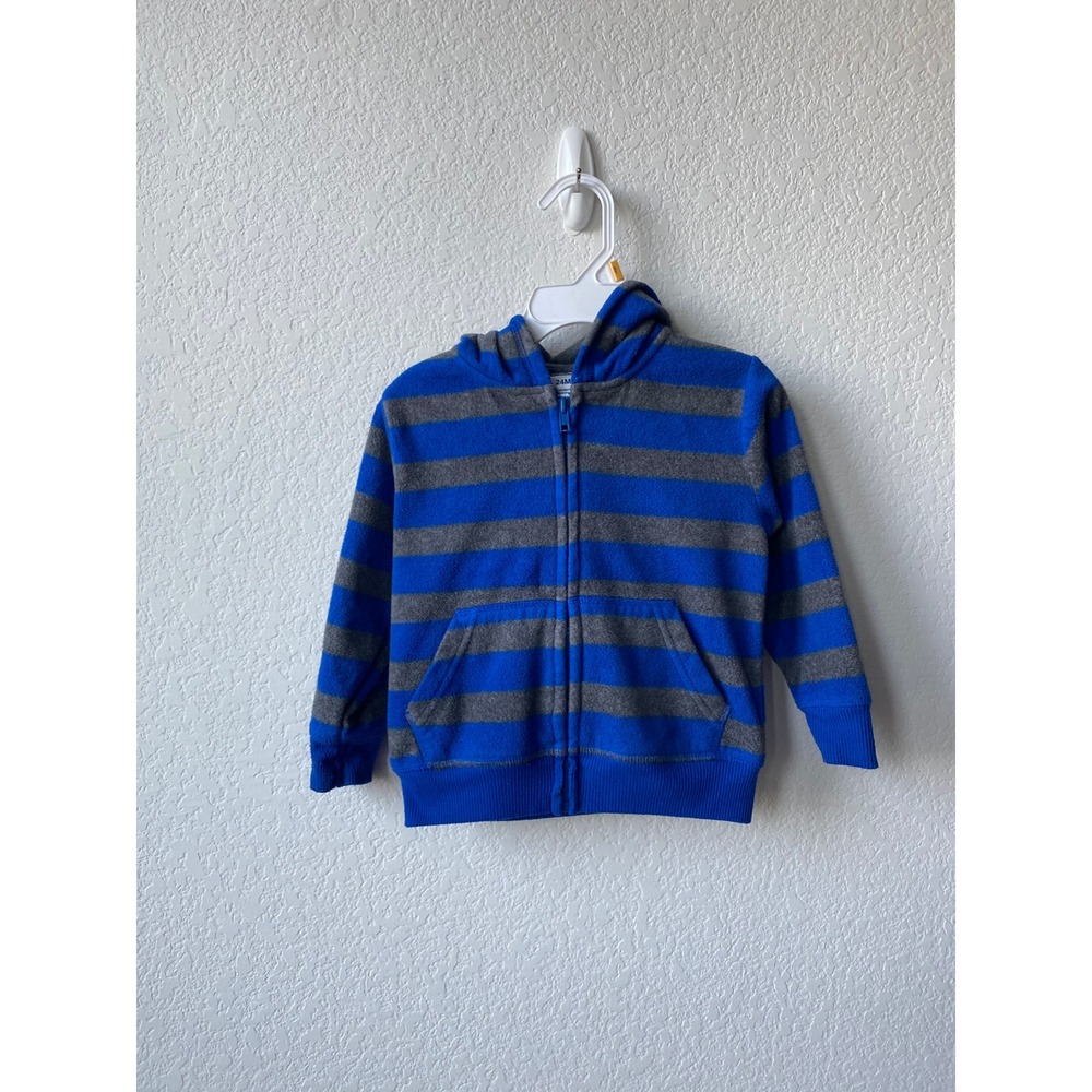 Garanimals Boys Striped Fleece Casual Zip Hoodie Size 24M Blue Gray GAB315075I